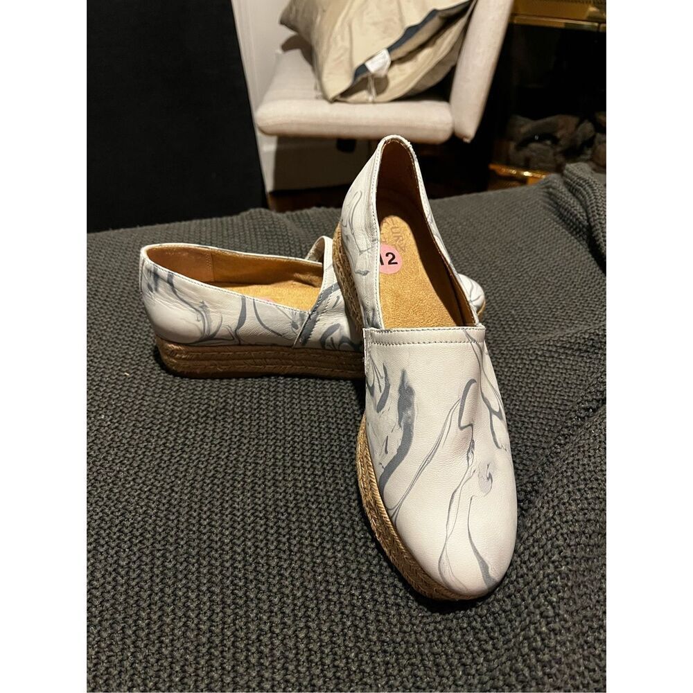 Naturalizer Thea 3 Blue Marbled Leather Espadrille Flats sz 12 NWOT